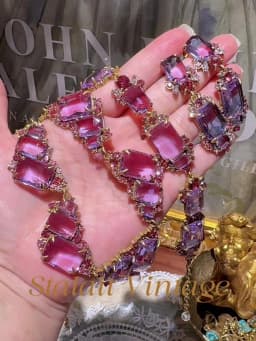 Antique Jewelry Transparent Purple Crystal Pink Flower Earrings Drop Glass Vintage for Women Gold Color Gifts Luxury 2025 New