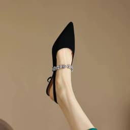 Women Sandals Ladies Sexy Buckle Rhinestone High Heels Female Casual Shoes Golden Silver Point Toe Trend Summer Pumps2025