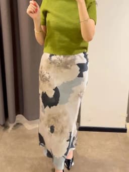 Vintage Women Fashion Skirts Suits Lapel Long Sleeve Print Shirt Top+High Waist 2025 Spring Texture Woman Midi Skirt Set