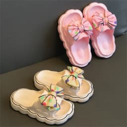 Kids Slippers Spring Autumn Girls Fashion Bow Non-slip Home Slippers Outside Home Thick Bottom Beach Sandals Slippers