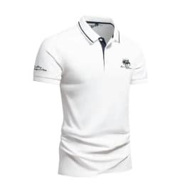summer Men's Short Sleeve Embroidered Polo T-Shirt Lightweight Casual Streetwear Lapel Vintage Business tshirts
