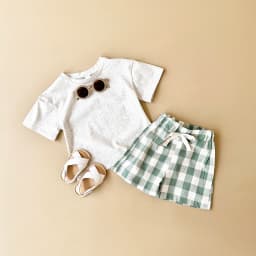 2Pcs Set New Baby Boy Girl Clothing Set Toddler Baby Clothes Dinosaur Print T-shirt+Grid Shorts Newborn Boy Girl Summer Outfits