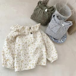 WT22425 Children Clothing Spring&Autumn Flower Soft Shirt for Newborn Baby Elegant Doll Collar Long Sleeved Top for Toddler Girl