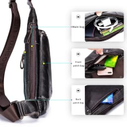 Head Layer Cowhide Chest Bag, Genuine Leather Men's Triangle Bag, Fashionable Retro Mini Bag, Single Shoulder Crossbody Bag