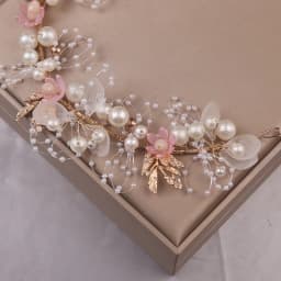 handmade bride hair accessories pink flower beaded wedding headdress crystal headpiece pearl headband for women