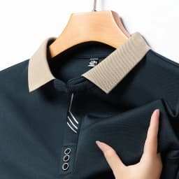 New Men's Long-sleeved Polo Shirt Sweatwear Business Casual Top Fashion Classic Solid Color Male Brand Basic V-neck Top