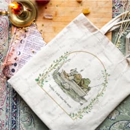 1 PC Vintage Classic Book Frog and Toad Pattern Tote Bag Canvas Shoulder Bag For Travel Daily Commute Women's Reusable Shopping
