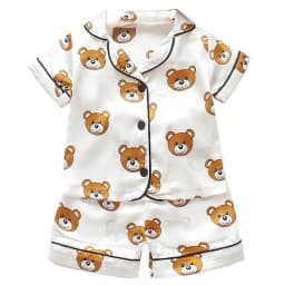 Children's Pajama Set Cartoon Little Bear Girl Ice Silk Satin Top and Pants Set Boys' Pajamas Spring/Summer Baby Set