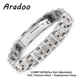 Elegant Titanium Steel Zirconia Crystal Link Bracelet Hematite Magnetic Therapy Couple Bracelets