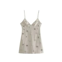Women Chic Fashion Sleeveless Lnlay Mini Dress Vintage Thin Straps Summer Female Dresses Vestidos Mujer