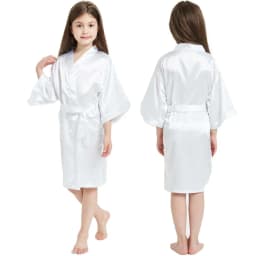 12 Colors Satin Robes for Girls Baby Kids Sleepwear Red White Pink Kimono For Spa Wedding Party Girls Nightgowns Summer BathRobe