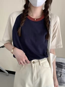 AOSSVIAO Summer Tops for Women Tshirt Turn Down Collar Short Sleeve Beige Blue Chic Y2k Fashion Patchwork 2026 T Shirts