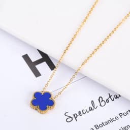 Double Sided Hot Selling 15mm Plant Five Leaf Flower Plum Blossom Pendant Necklace For Women's Stainless Steel Clover