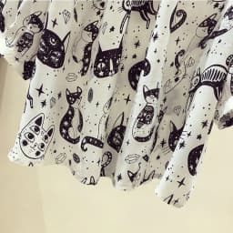 Cat Cartoon Print Chiffon Vintage O-Neck Short Sleeve Loose Women's Blouse Shirt Korean Fashion Female Clothing Tops 2024 Summer