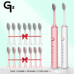 New 2024 N100 Sonic Electric Toothbrush Adult Timer Brush 6 Mode USB Charger Rechargeable Tooth Brushes Replacement Heads Set