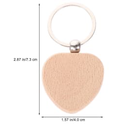 50Pcs Natural Wooden Key Ring Heart Anti Lost Wood Keychains