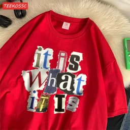 Fashion Cotton Women'S T-Shirts It Is What Funny Letter Printing Tops Oversize O-Neck Soft Short Sleeve Summer Female Clothes
