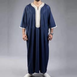 2024 Embroidered Traditional Men Boubou Jalabiyas Jubbah Muslim MEN'S Thobe Morocco Thobes Islamic Clothing Ramadan Robe Abaya