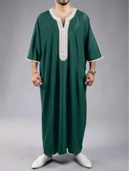 2024 Embroidered Traditional Men Boubou Jalabiyas Jubbah Muslim MEN'S Thobe Morocco Thobes Islamic Clothing Ramadan Robe Abaya