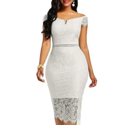 Summer Women Sexy Short-Sleeved V-Neck Lace Dress Casual Women Fashion Slim-Fit Dress