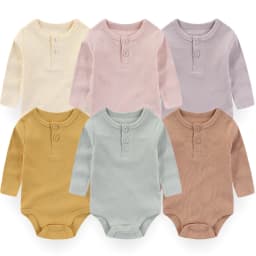 1-Piece Solid Color Unisex Baby Bodysuit Cotton Soft 0-24M Baby Onesies Long Sleeves Infant Clothes
