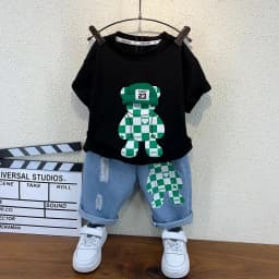 New Selling Summer Baby Boys Clothing Sets Tops Bear T-shirt + Short Pants 2 Pieces Set Kids Girls Age 2 3 4 5 6 7 8 9 10 Years