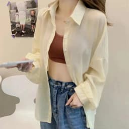 Rimcoy 2024 Summer Sunscreen Shirt for Women All Match Thin Chiffon Blouse Woman Korean Harajuku See Through Loose Shirts Female
