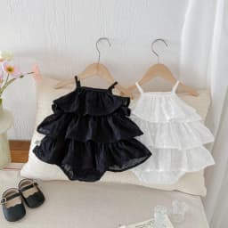 Korea Fashion Baby Girls Camisole Romepr Princess Cotton Sling Infant Bodysuit Dress Baby Outfit 0-2 Years Old
