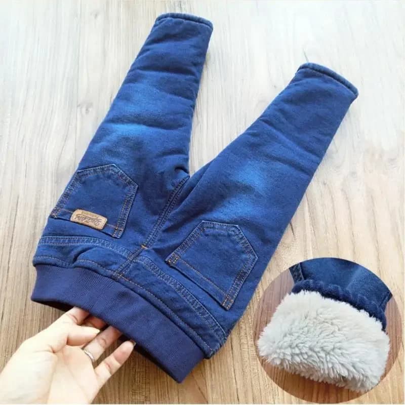 2024 New High Quality Thick Winter Warm Cashmere Kids Baby Pants Boys Girls Children' Cotton Trousers Children Jeans 1-6Y