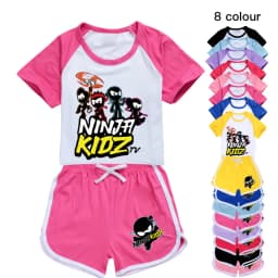 Ninja Kidz Kids Clothes Cotton Sport Tracksuits T-shirts Sweatshirt Suit Cartoon Pattern Set Teenager Baby Boys Girls Clothing