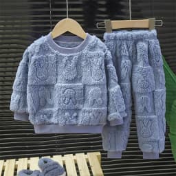 Children's Pajama Set Warm Autumn Winter Sleepwear for Kids Boys Girls Thickened Homewear Plush Baby Clothes Set 1-10years