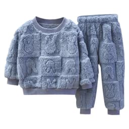 Children's Pajama Set Warm Autumn Winter Sleepwear for Kids Boys Girls Thickened Homewear Plush Baby Clothes Set 1-10years