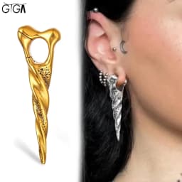 Giga 1/2Pcs 12mm(1/2") Sharp Cone Stainless Steel Ear Weights Hanger Dangle Gauges Earrings for Stretched Piercing Body Jewelry