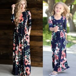 Summer Mommy and Me Family Matching Mother Daughter Flower Dresses Clothes Mom Dress Kids Child Outfits Mum Baby Girl Clothing