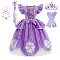 2 3 4 6 8Y Little Princess Sophia Frock Fancy Birthday Sofia Party Dress for Girl Sequined Bodice Flying Sleeve Carnival Costume