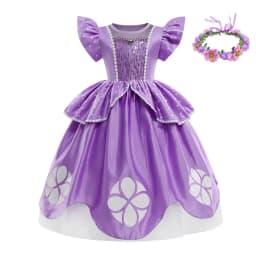 2 3 4 6 8Y Little Princess Sophia Frock Fancy Birthday Sofia Party Dress for Girl Sequined Bodice Flying Sleeve Carnival Costume