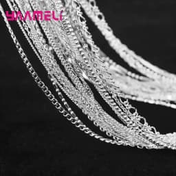 5PCS Wholesale Pure 925 Sterling Silver Charm Link Chain Necklace Jewelry with Strong Smooth Lobster Clasps 16-30 Inches
