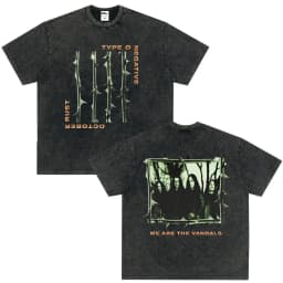 Rock Band Type O Negative The Green Man Vintage Washed T Shirt Gothic Metal Short Sleeve T-shirt Men's Vintage Hip Hop T Shirts