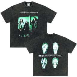 Rock Band Type O Negative The Green Man Vintage Washed T Shirt Gothic Metal Short Sleeve T-shirt Men's Vintage Hip Hop T Shirts