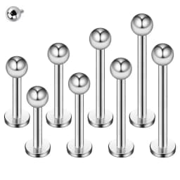 2PCS 16G 12mm Surgical Steel Internally Threaded Monroe Lip Labret 6-12mm Bar 3mm Ball Ear Tragus Stud Piercing