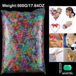500g/Bag About 1850pcs 6x9mm Acrylic Large Hole Pony Beads For Jewelry Making Friendship Bracelets Key Chains Crafts Accessories