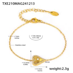 Vintage Heart Pendant Necklace Bracelet For Women Zircon Waterproof Stainless Steel Chain Banquet Daily Jewelry Gift