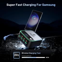8 Port GaN USB C Fast Charger LED Display 4 Port Type C PD 100W SCP 22.5W Charging Station for IPhone 15 Samsung Tablet Macbook
