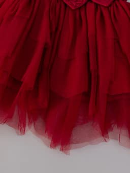 Baby Girls Burgundy Lace Tulle Dress Sleeveless Big Bow Layered Princess Party Gown For Birthday Wedding Flower Girl Photo Shoot
