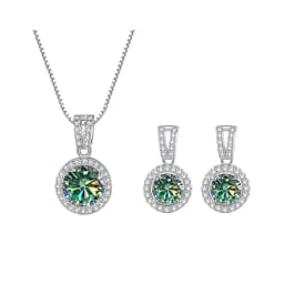 JoyceJelly 2ct Total Moissanite Jewelry Set Sterling Silver 925 Necklace Earrings Fine Jewerly Wedding Set Pass Dismond Tester