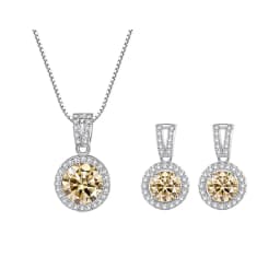 JoyceJelly 2ct Total Moissanite Jewelry Set Sterling Silver 925 Necklace Earrings Fine Jewerly Wedding Set Pass Dismond Tester