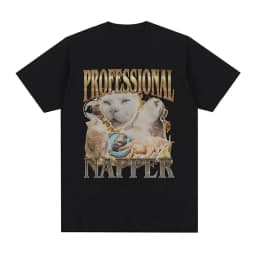 Professional Napper Funny Cat Meme T-shirt Men Women Casual Cotton Oversized T Shirt Fashion Vintage O-Neck T-shirts Streetwear