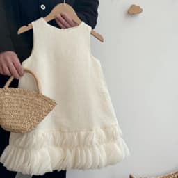2025 Summer Girls' Dress Yarn Skirt Girls Korean Western Style Tank Top Skirt Fashion Flower Bud Princess Skirt