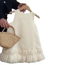 2025 Summer Girls' Dress Yarn Skirt Girls Korean Western Style Tank Top Skirt Fashion Flower Bud Princess Skirt
