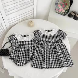 0-6Y Sister Clothes Dress Summer Newborn Baby Girls Sister Grid Dress Toddler Jumpsuit Baby Clothes Infant Girls Children Dress